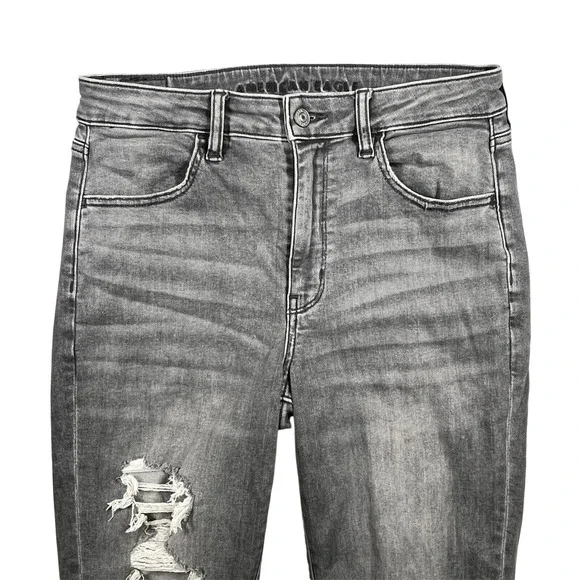 American Eagle Super Hi Rise Jegging Women's 8 Long Distressed Flame Hem Pockets - Picture 5 of 16